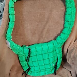 Free People Vibrant Green Quilted Shoulder Bag